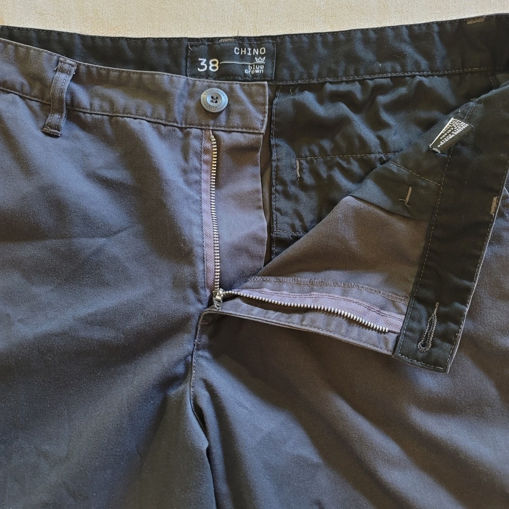 Blue Crown Men's Size 38 Blue Chino Shorts Flat Front - Picture 9 of 11